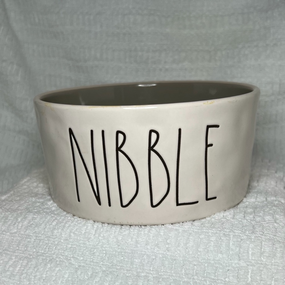 Rae Dunn 6" NIBBLE ceramic pet food bowl
